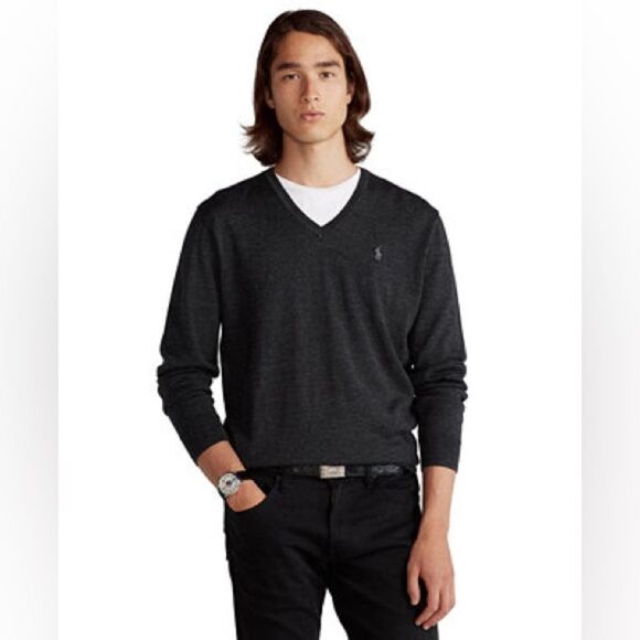 Polo Ralph Lauren Men's Washable Merino Wool Sweater in Grey Size Medium - Picture 1 of 6